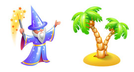 魔法师和椰子树PNG图标